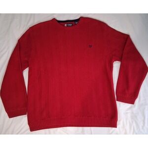 Chaps Ralph Lauren Mens Sweater Sz XL Red Classic Logo Crew Neck 100% Cotton Y2K
